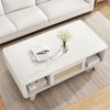MAYEERTY 44-Inch White Modern Square Wooden Coffee Table - With Rattan Drawer for Living Room - 3 of 4