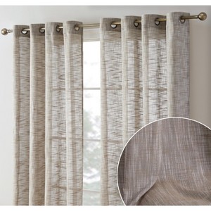 HLC.ME Madison Faux Linen Textured Thicker Sheers Privacy Light Filtering Window Grommet Curtains Drapery Panels, Set of 2 - 1 of 4