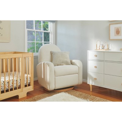 Serenity Swivel Recliner in Cream Eco-Weave with Light Wood Base