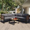 YOOCOZZ 4-Piece L-Shaped Patio Conservation Set - Wood & Metal Sectional with Coffee Table - 2 of 4
