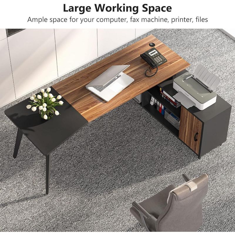 Triebsigns 78.7" L-Shaped Computer Desk Set, Large Executive Desk with File Cabinet, 4 of 7