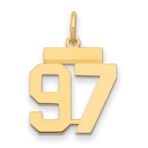 Black Bow Jewelry 14k Yellow Gold, Athletic Collection, Small Polished Number 97 Pendant - 1 of 3