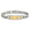 Black Bow Jewelry Stainless Steel & 18K Yellow Gold Inlay & Diamond I.D. Bracelet, 9 In - 3 of 4