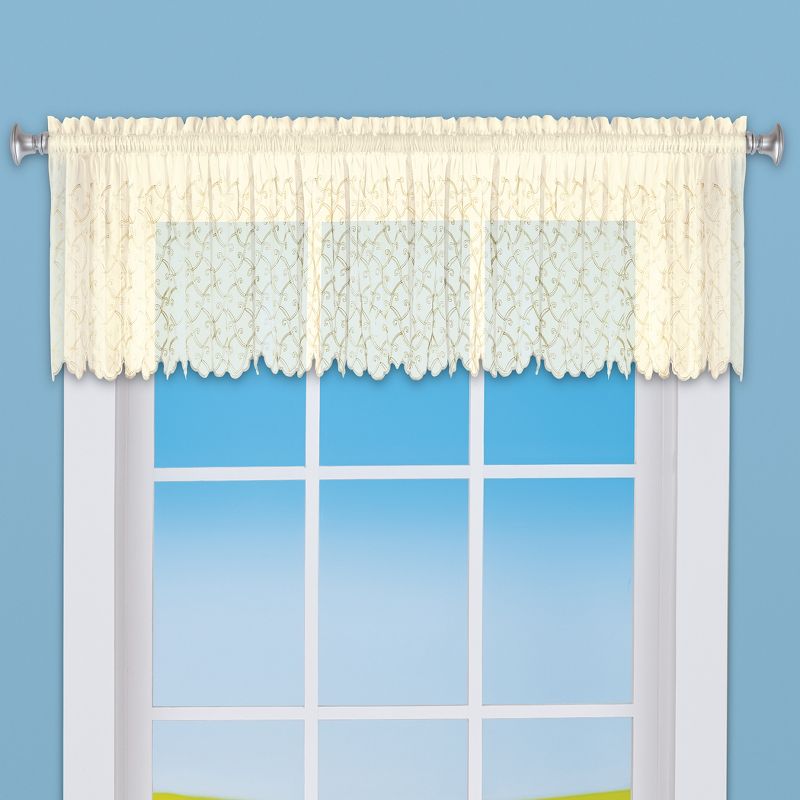 Collections Etc Sheer Splendor Rod Pocket Embroidered Window Valance, 2 of 4