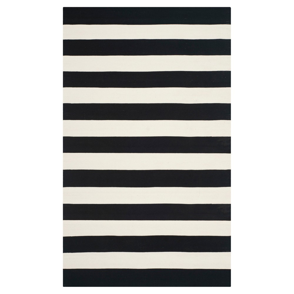 6'x9' Mati Flatweave Area Rug Black/Ivory - Safavieh