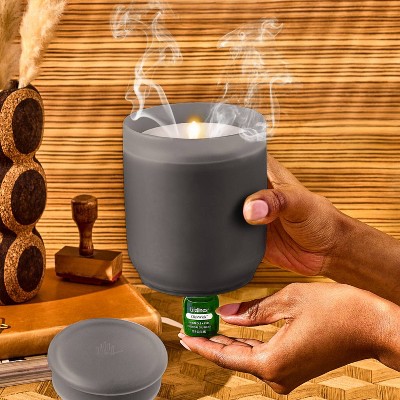 Frosted Charcoal Flameless Candle Diffuser with Essential Oil