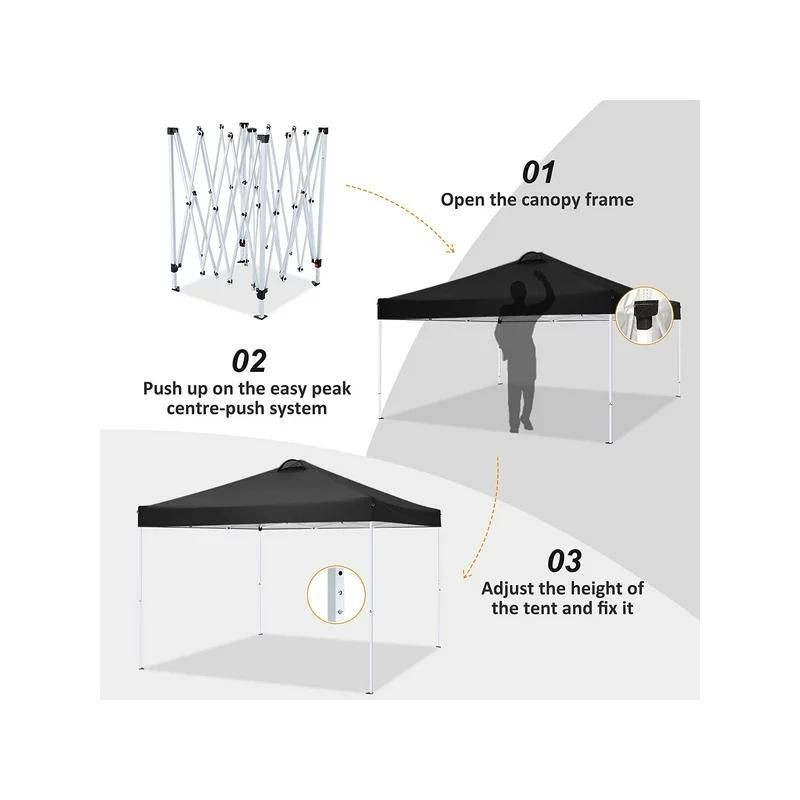 SUGIFT 10 x 10ft Canopy Tent with 4 Removable Sidewalls, Outdoor Party Wedding Gazebo Heavy Duty Tent for Backyard Patio BBQ, Black, 5 of 7