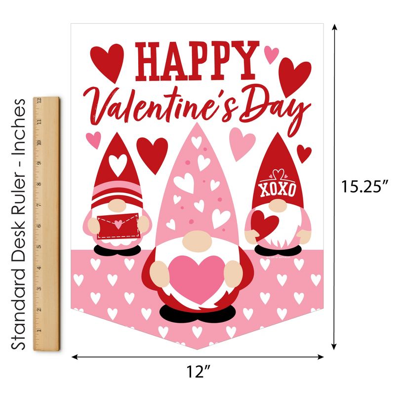 Big Dot of Happiness Valentine Gnomes - Outdoor Home Decorations - Double-Sided Valentine's Day Party Garden Flag - 12 x 15.25 Inches, 5 of 9