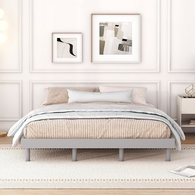 FURNIinspire Beds Modern Minimalist Queen Bed Frame Floating Platform Bed, Bedroom Furniture, No Box Spring Needed, Grey, 82.7"*62.8"*10.8"