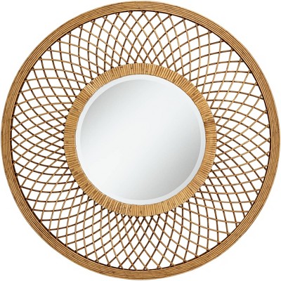 Noble Park Baja Del Sur Dark Rattan 36" Round Wall Mirror