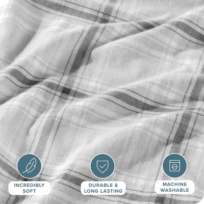 Gray Full/Queen Cotton Flannel Duvet Cover Set