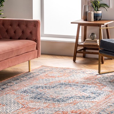 Rust Rectangular Synthetic Medallion 5' x 7' Area Rug