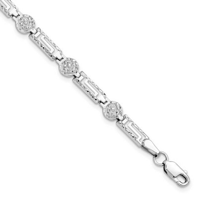 Black Bow Jewelry 6mm Diamond Cut Spiral Link Bracelet in 14k White Gold, 7 Inch