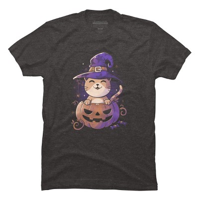 Men's Design By Humans Spooky Kitty Funny Cute Magic Halloween By EduEly T-Shirt