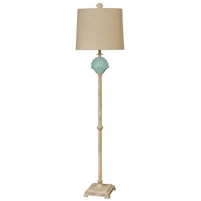 65" Seashell Ceramic Floor Lamp Beige/Blue - StyleCraft