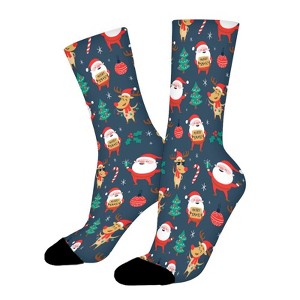 Jolly Christmas Women Printed Crew Socks Funny Funky Socks Soft Polyester Novelty Gifts for Artists Men - 1 of 1