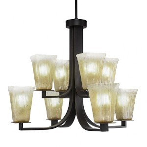 Toltec Lighting Apollo 8 - Light Chandelier in  Dark Granite with 5" Square Amber Crystal Shade - 1 of 1