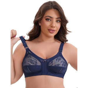 INSPIRE CHIC Women's V-Neck Full Coverage Wireless Adjustable Straps Bralette Lace Mesh Back Bras - 1 of 4