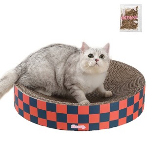 THE LICKER STORE Nelson Modern Cardboard Round Bowl Cat Scratcher with Catnip - 1 of 4