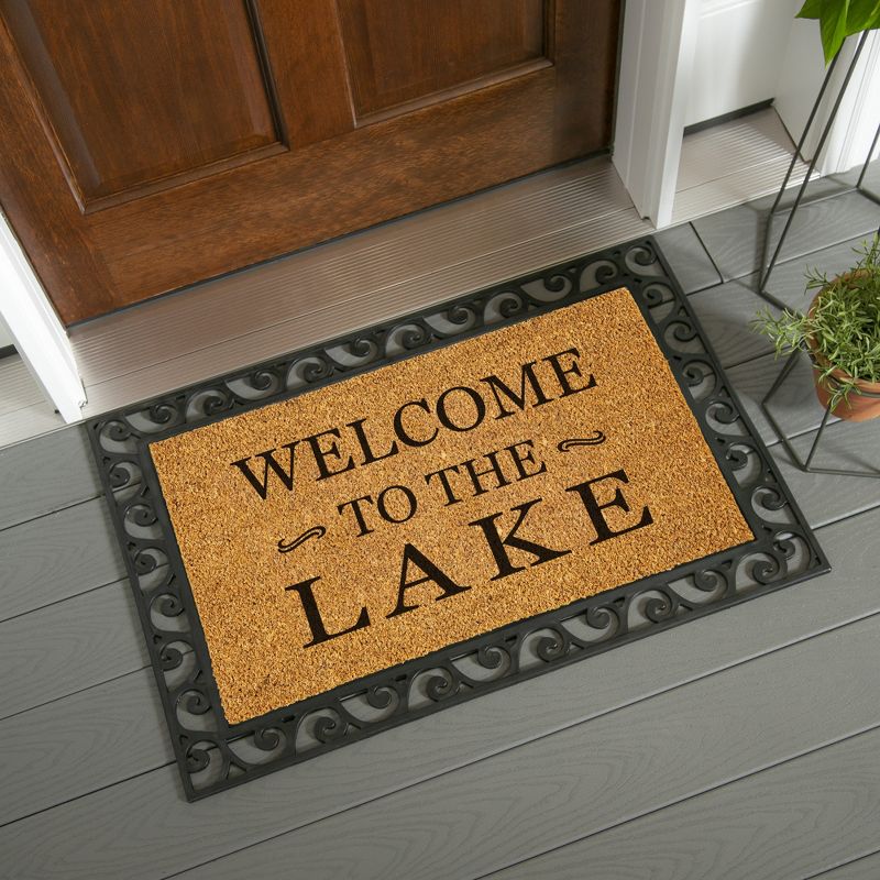 Evergreen 16 x 28 Inches Welcome to The Lake Door Mat | Non-Slip Rubber Backing | Dirt catching Natural Coir | Indoor and Outdoor Home Decor, 3 of 8