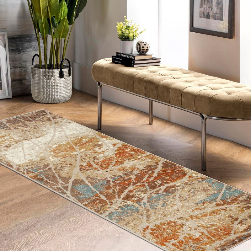 Modern Abstract Distressed Cracks Indoor Runner or Area Rug by Blue Nile Mills, 2 of 7