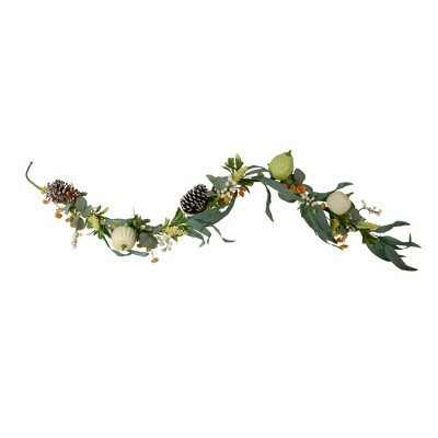 Northlight 5' x 6" Green Gourds and Foliage Artificial Thanksgiving Garland - Unlit