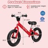 Infans Toddler Balance Bike, No Pedal 12” Training Bicycle for 3+ Years Old Kids with Rubber Tires and Height Adjustable Handlebar & Seat, Red - 2 of 4