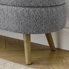 Lyngins Handcrafted Fabric Oval Storage Ottoman Bench, Pleated Design Ottoman with Storage, Storage Bench with Rubber Wood Legs for Living Room - 2 of 4