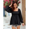 Coolmee Women's Spring Top Ruffle Long Sleeve Square Neck Blouses Smocked Peplum Babydoll Tunic Blouse Tops - 2 of 4