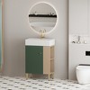 Whisen 21.6" Freestanding Bathroom Vanity with Ceramic Sink with Soft-Close Wave-Pattern Door and Open Left Side Storage - 3 of 4