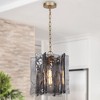 LNC Echonalyri 1-Lights 11.8" Modern Cylinder Pendant  Lights, Gold and Smoked Gray Ribble Glass - 2 of 4
