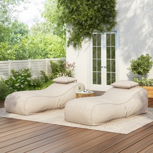 Christopher Knight Home Maeve Outdoor Modern Versatile Bean Bag Lounge Chair with a Pillow( Set of 2) - 1 of 4