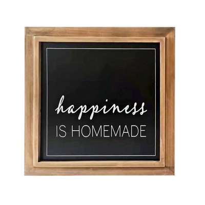 VIP Wood 11.8 in. Black Happiness is Homemade Wall Sign