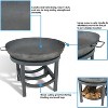 Sunnydaze Outdoor Camping or Backyard Cast Iron Round Fire Pit with Built-In Log Rack - 30" - Dark Gray - 4 of 4