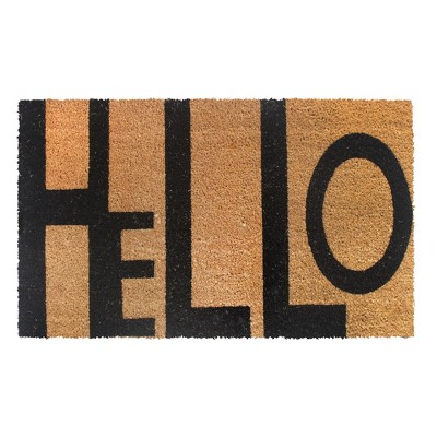 RugSmith Black Machine Tufted HeLLo  Doormat