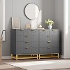 Grey 5-Drawer Dresser with Metal Base - Modern Chest of Drawers for Bedroom, Living Room & Closet Organization - 3 of 4