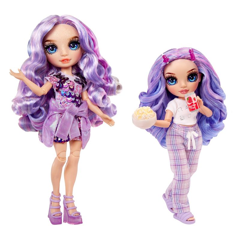 Rainbow High Jr High PJ Party Violet Purple 9&#39;&#39; Posable Doll with Soft One Piece Pajama, Slippers, Play Accessories, 5 of 11