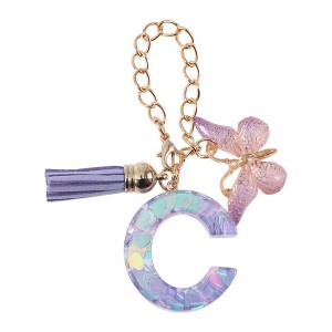 Unique Bargains Heart Sequin Letter C Butterfly Tassel Water Cup Pendant Purple 1 Pc - 1 of 4