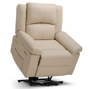 Comhoma Power Lift Recliner Chairs for Elderly Big and Tall Heated Massage Sofa PU Leather with Position 2 Side Pockets&Cup Holders - 1 of 4