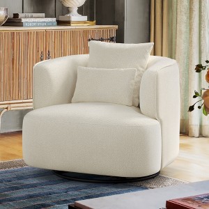 32.3" Wide Upholstered Swivel Accent Chair, 360° Swivel Accent Barrel Chairs, Comfy Club Reading Chairs for Adults for Living Room, Bedroom - 1 of 4