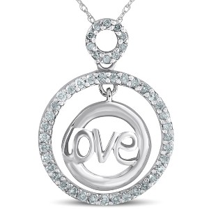 Pompeii3 14k White Gold 1/2ct Diamond Love Circle Pendant Necklace - 1 of 4