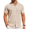 COOFANDY Mens Knit Shirt Short Sleeve Button Down Shirts Casual Summer Beach Vintage Polo Shirts - 2 of 4