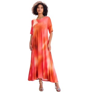 Roaman's Women's Plus Size High Low Jersey Maxi Dress - 1 of 3