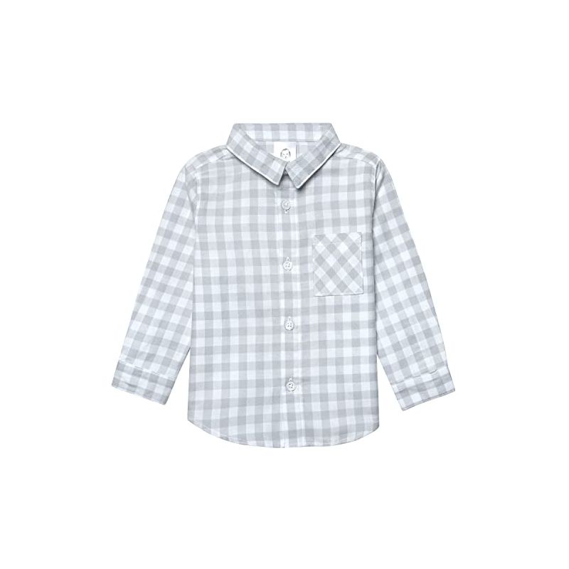 Gerber Infant and Toddler Boys' Woven Collard Button Down Plaid Shirt, 5 of 10
