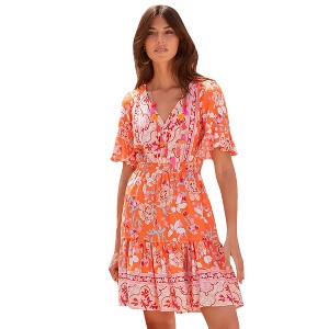 Women's Floral Short Sleeve Dress - LASCANA - 1 of 4