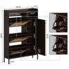 Rattan Shoe Cabinet with 3 Flip Drawers & Adjustable Side Shelves – Free-Standing Wooden Shoe Organizer for Entryway, Hallway, Living Room - 2 of 4
