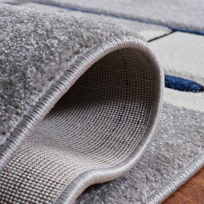 Light Grey and Red Aviation Pattern Synthetic Runner Rug for Kids