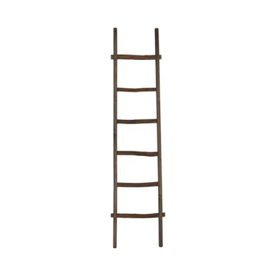 76" Wooden Decorative Ladder Brown - Sagebrook Home: 6-Rung Wood Blanket Storage Rack, No Assembly Required