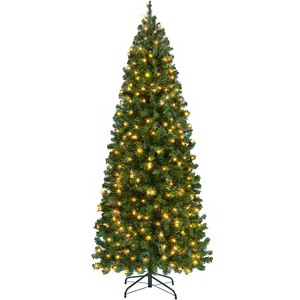Yaheetech 6Ft/7.5Ft/9Ft Pre-lit Slim Pencil Artificial Christmas Tree, Green - 1 of 4