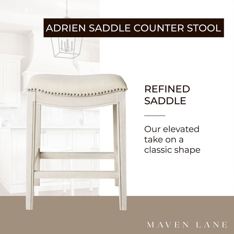 Maven Lane Adrien Upholstered Backless Saddle Kitchen Stool, Set of 4, 4 of 8